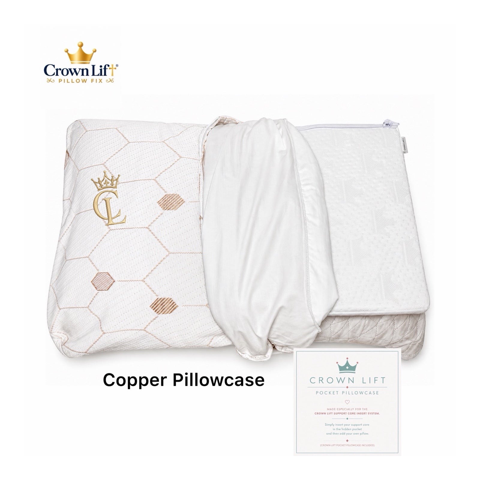 Integrated Crown Lift pocket pillowcase